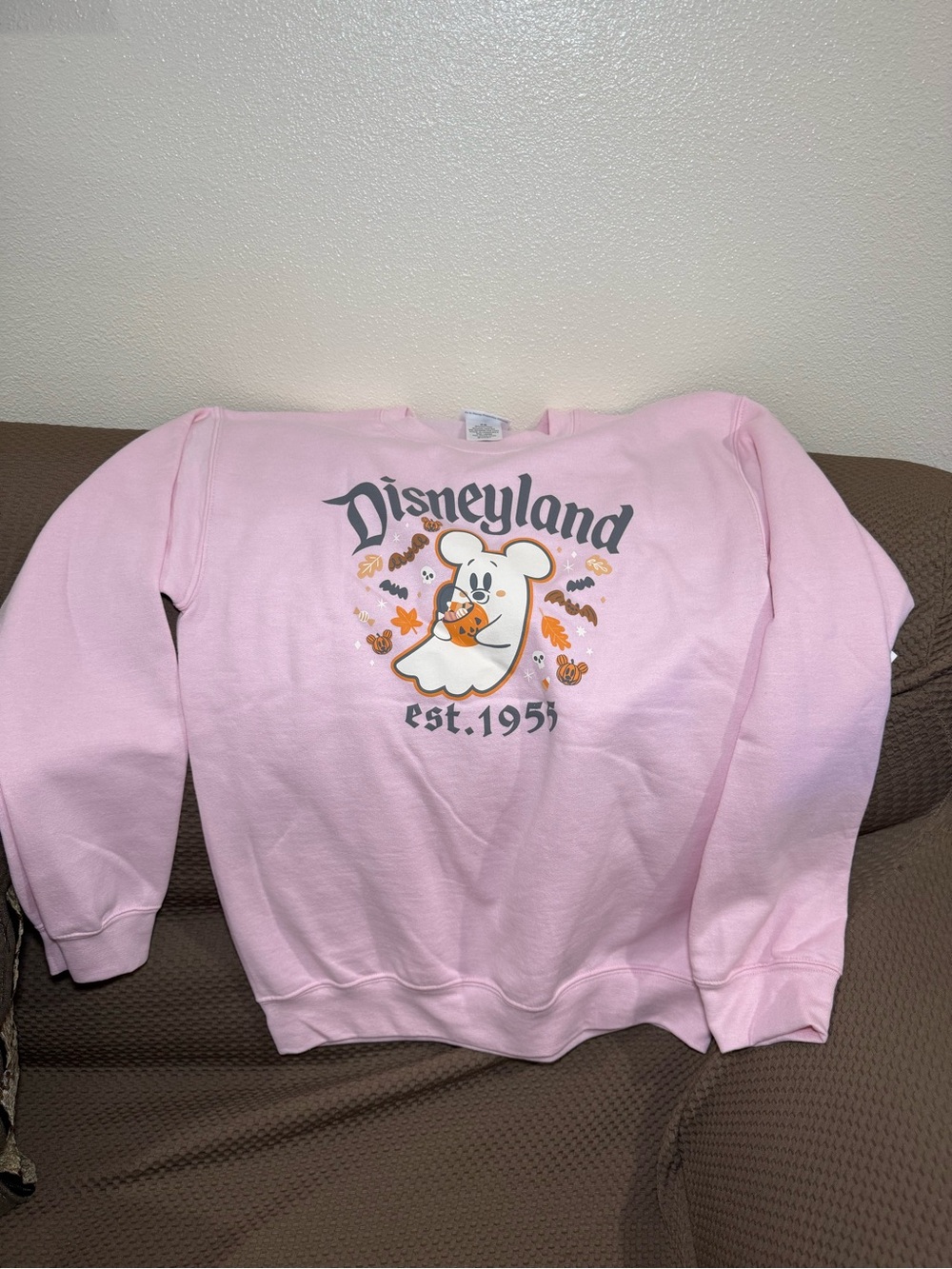 Disney Parks Ghost Mickey Pink Halloween Sweater Fall Pumpkin Disneyland XS NEW